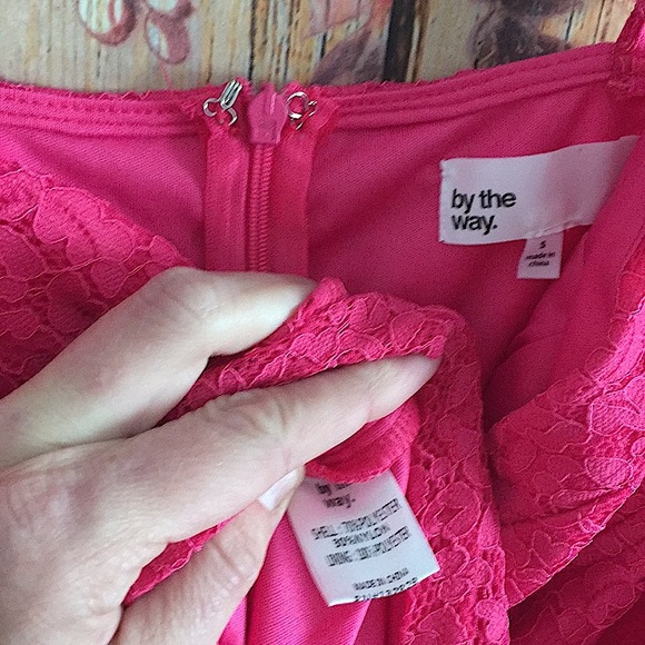 NWOT REVOLVE BY THE WAY. HOT PINK LACE ROMPER S - Picture 7 of 16